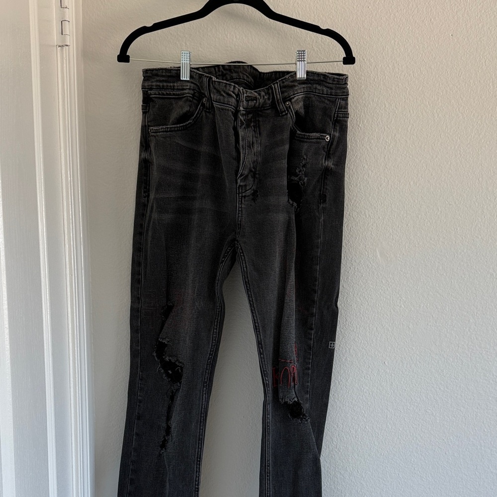 Ksubi Men's Slim Straight Distressed Black Jeans